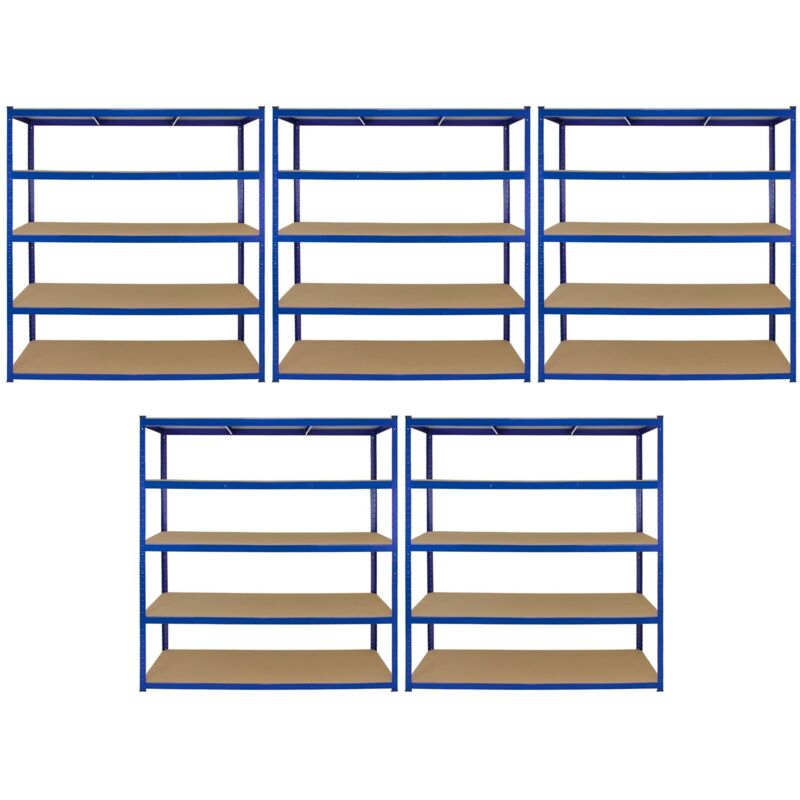 T-Rax 5 x Extra Wide Storage Shelves, Blue, 160cm - Monster Racking