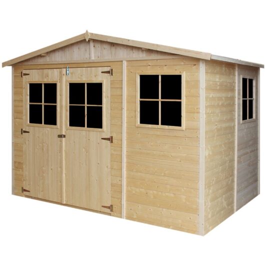 Timbela - Wooden Garden Shed- Apex Shiplap Wooden Shed W11ft x L7ft x H7ft- Wooden garden storage shed, 17 mm planks - Bike shed, Garden outdoor
