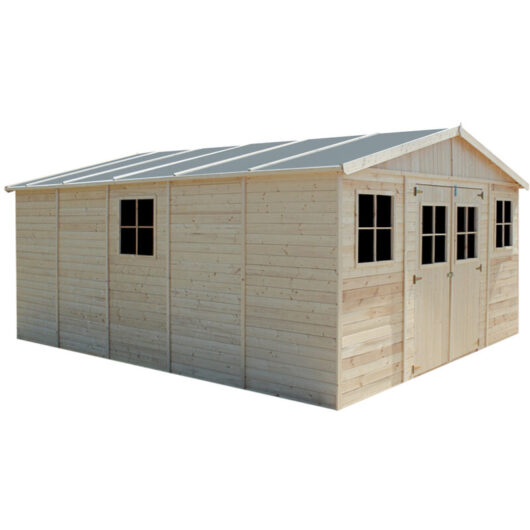 Timbela - Wooden Garden Shed- Apex Shiplap Wooden Shed W14ft x L17ft x H8ft - Outdoor garden shed with impregnated floor, 17 mm planks M333+M333G
