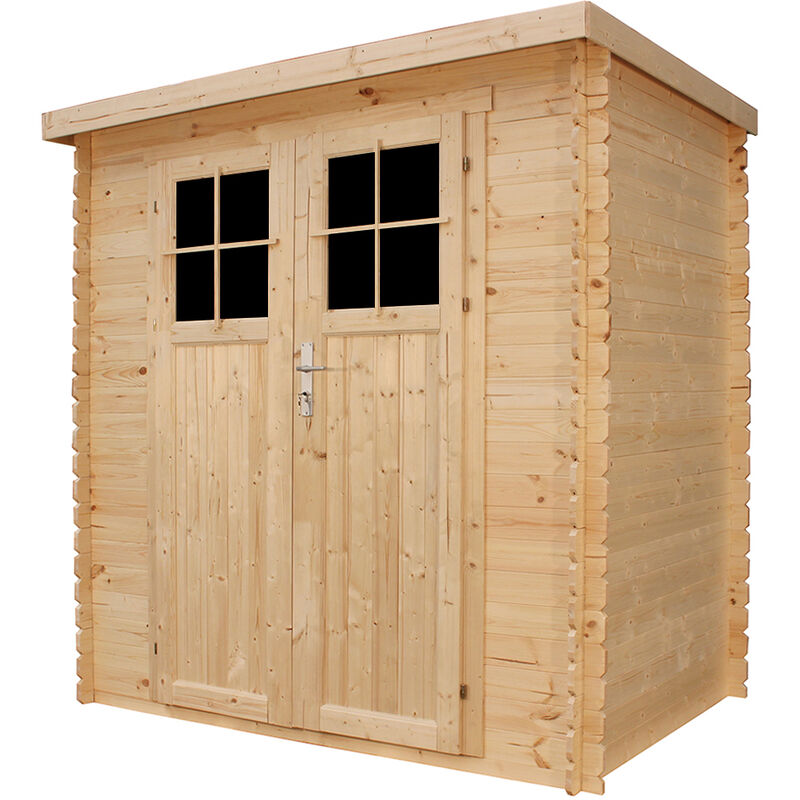 Timbela - Wooden Garden Shed- Pent Shiplap Wooden Shed H200 x 142 x 204cm/2.22 m2 - With impregnated floor- Door with high quality lock, 19 mm planks