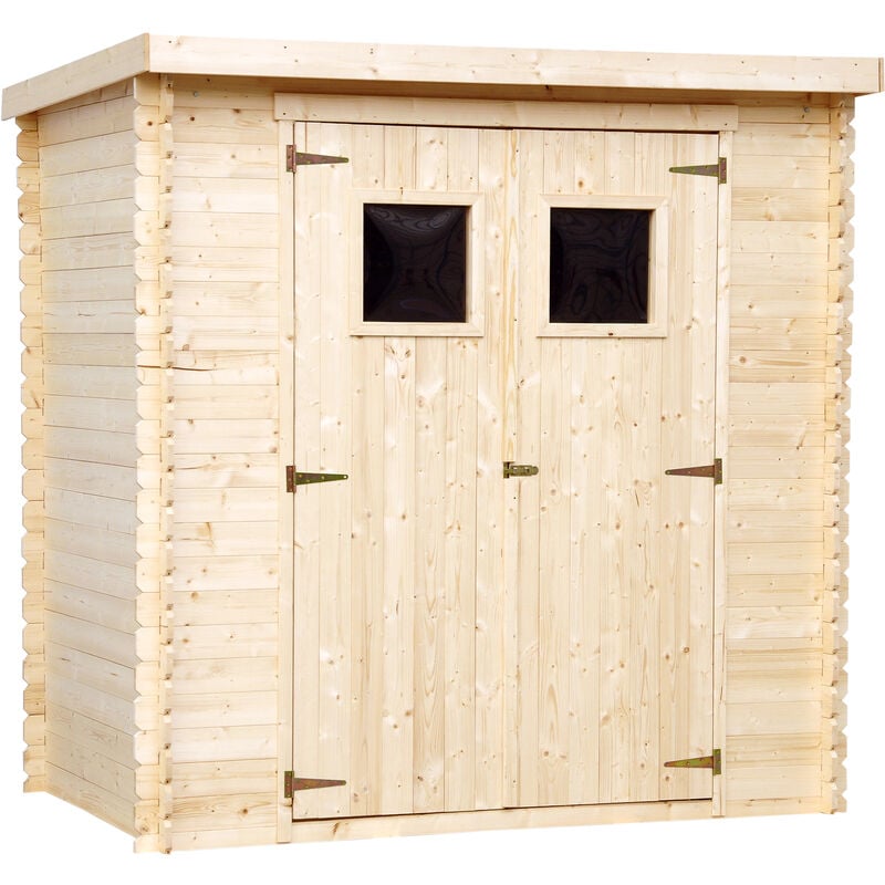 Timbela - Wooden Garden Shed- Pent Shiplap Wooden Shed H200 x 142 x 204cm/2.22 m2 -with impregnated floor - Wooden garden storage shed, 19 mm planks