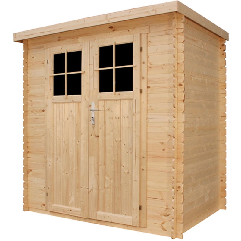 Timbela - Wooden Garden Shed- Pent Shiplap Wooden Shed H200 x 142 x 239 cm/2.63 m2 - Door with high quality lock, 19 mm planks - Bike shed, Small