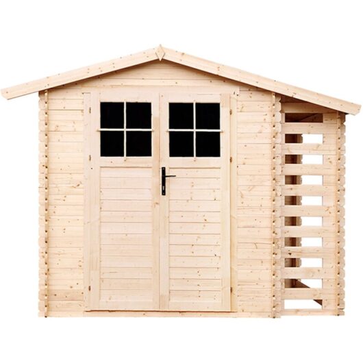 Timbela - Wooden Garden Shed and Log shed, 19 mm planks - Outdoor garden shed with impregnated floor - 9 ft x 7 ft x H7 ft /4.47 m2 , Waterproof