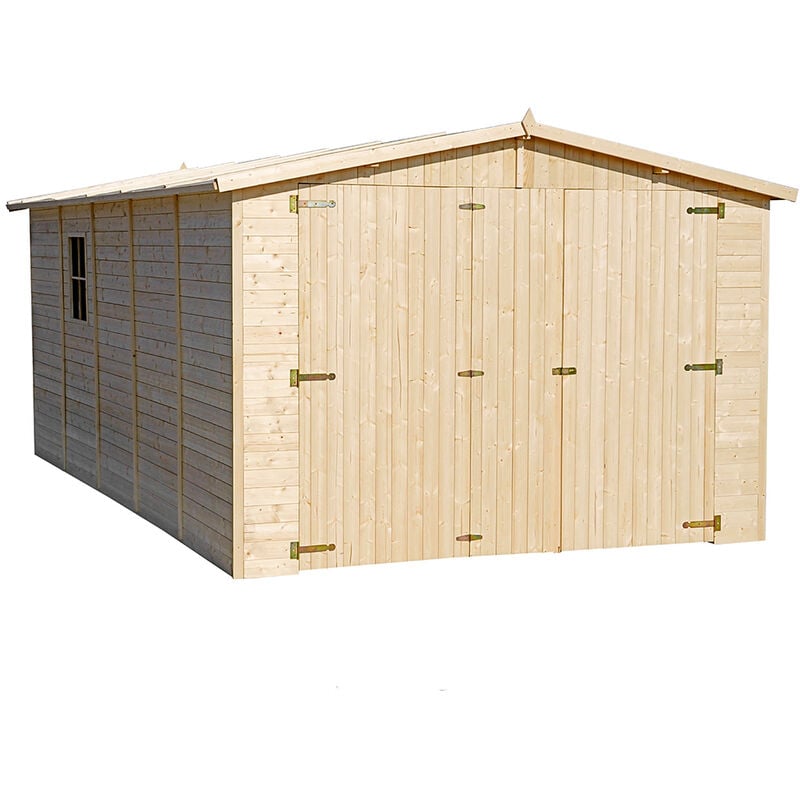 Timbela - Wooden Garden Shed - tax free - Garage with Windows - W11ft x L17ft x H7ft Timber Shiplap Shed - Garden Workshop - Car, Bike, Tool Shed