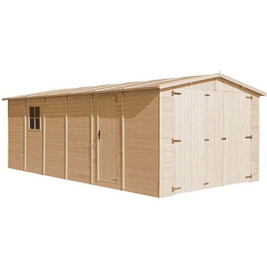 Timbela - Wooden Garden Shed - tax free - Garage with Windows - W11ft x L20ft x H7ft Timber Shiplap Shed - Garden Workshop - Car, Bike, Tool Shed