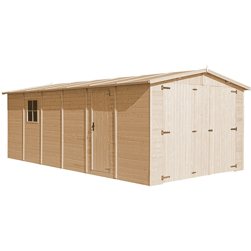 Timbela - Wooden Garden Shed - tax free - Garage with Windows - W11ft x L20ft x H7ft Timber Shiplap Shed - Garden Workshop - Car, Bike, Tool Shed
