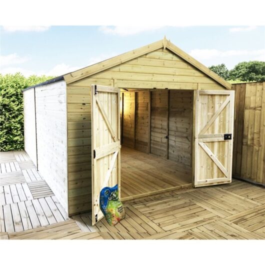 Torana - 15 x 15 windowless t&g Apex Wooden Workshop / Garden Shed + Double Doors (15 x 15' / 15ft x 15ft) (15x15)