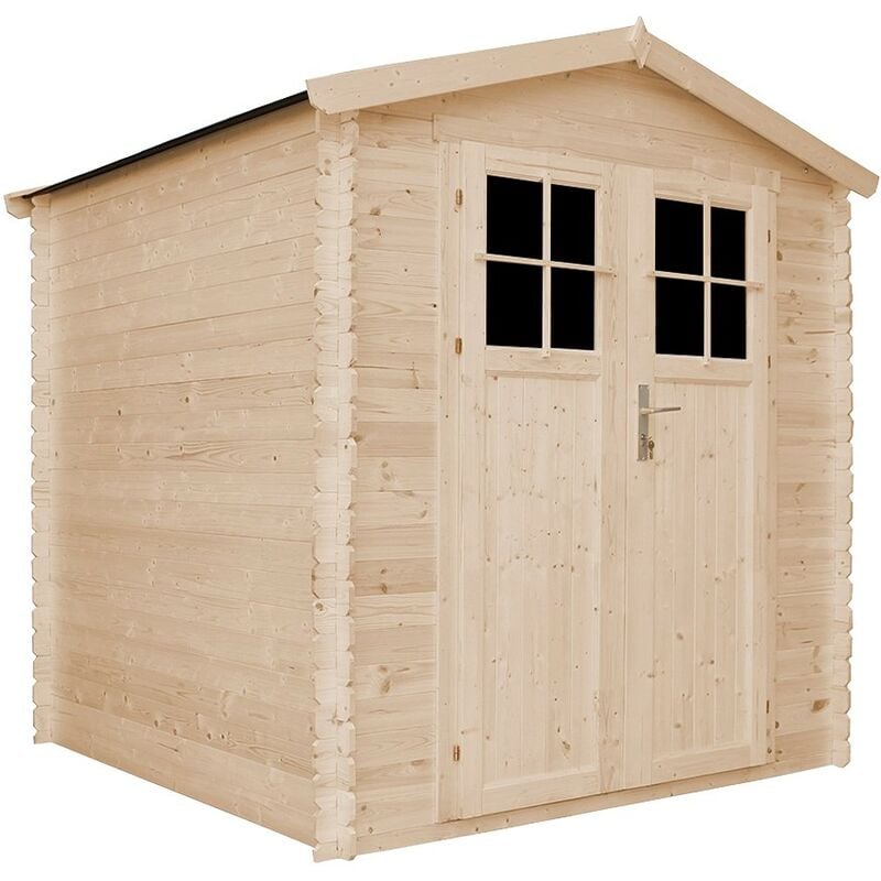 Wooden Garden Shed - H218 x 206 x 216 cm / 3.53 m2 - Outdoor garden shed with impregnated floor - Door with high quality lock, 19 mm planks - TIMBELA