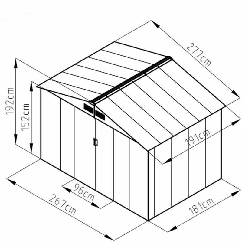 Xxl Garden Shed Outdoor Storage Patio With Lockable Door Strong Structure Dark Grey - Evre