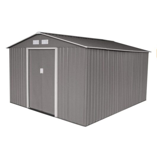 Xxl Garden Shed Outdoor Storage Patio With Lockable Door Strong Structure Warm Grey - Evre