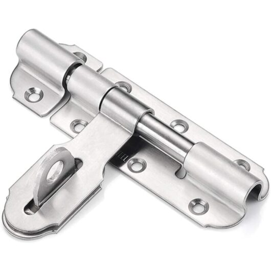 100mm Stainless Steel Sliding Door Lock with Padlock Catch, Heavy Duty Door Latch for Bathroom, Toilet, Garden, Shed