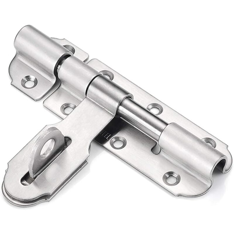 100mm Stainless Steel Sliding Door Lock with Padlock Catch, Heavy Duty Door Latch for Bathroom, Toilet, Garden, Shed