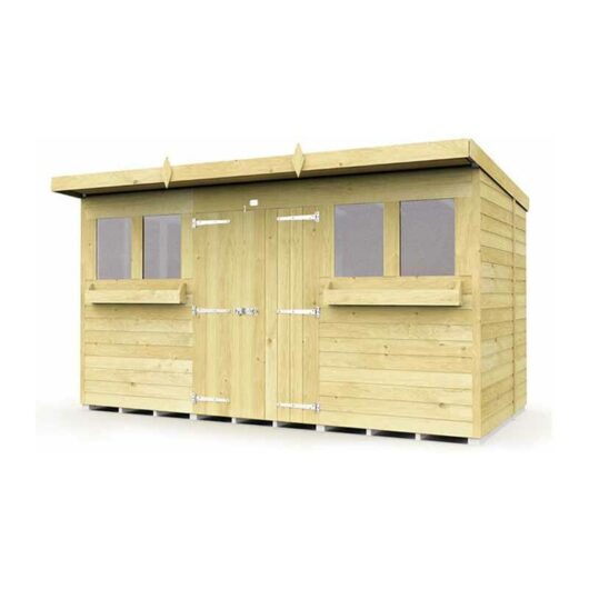 12 x 6 Feet Pent Summer Shed - Wood - L178 x W358 x H201 cm