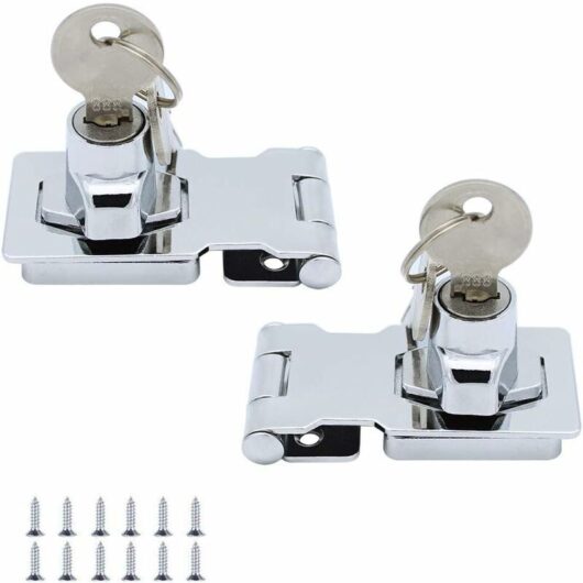 2 pack) Metal Locking Hasp 65mm Door Bolt Latch Buckle with Padlock and Key - Chrome Hardware for Locking Shed Doors Cabinets Boxes Furniture
