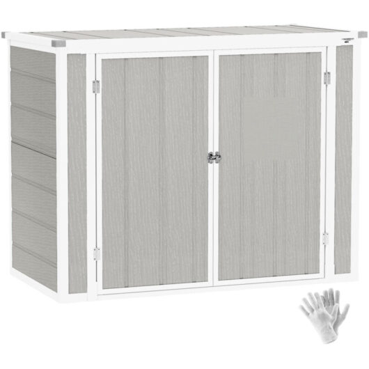 4.7 x 2.5FT Lockable Garden Shed, 2-Bin Storage Shed, Light Grey - Outsunny