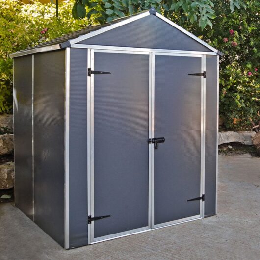 6' x 5' Palram Canopia Rubicon Multi-Wall Premium Dark Grey Plastic Shed (1.85m x 1.53m) â includes free shelf