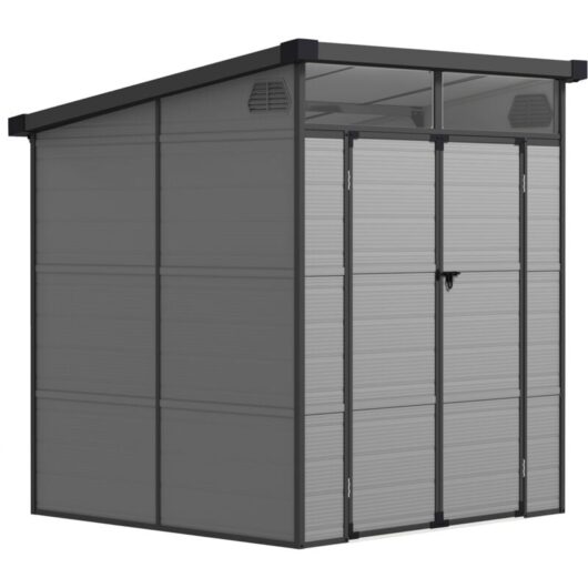 6 x 6ft Plastic Garden Shed with Windows and Air Vents, Light Grey - Outsunny