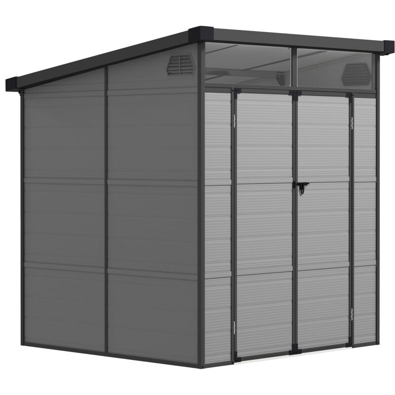 6 x 6ft Plastic Garden Shed with Windows and Air Vents, Light Grey - Outsunny