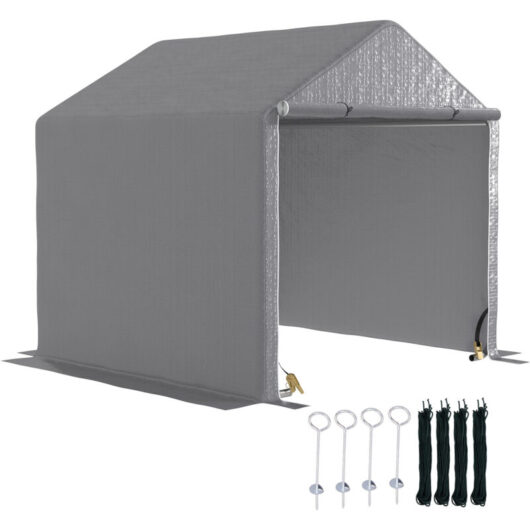 6.5' x 6.5' x 6.5' Temporary Garden Shed Storage Tent, Grey - Outsunny
