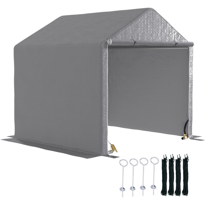 6.5' x 6.5' x 6.5' Temporary Garden Shed Storage Tent, Grey - Outsunny