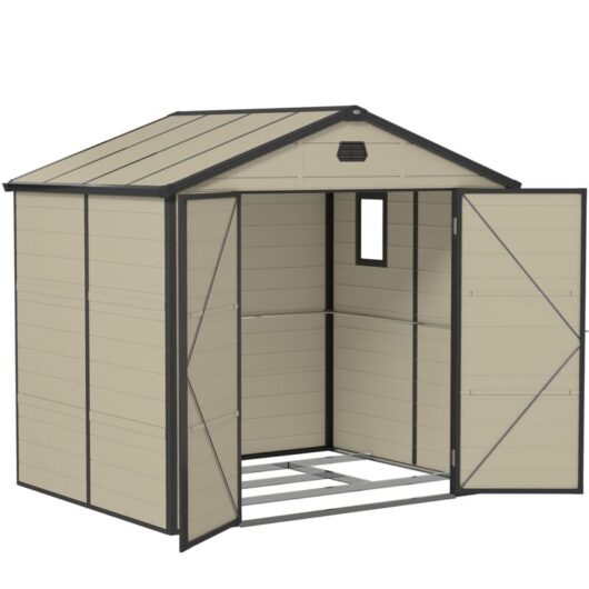 8 x 6ft Garden Shed Storage w/ Foundation Kit, Vents, Cream White - Outsunny