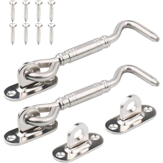 Cabin Hook 2 Pack Stainless Steel Shed Lock 4' Gate Latch for Door Window Lock Silver