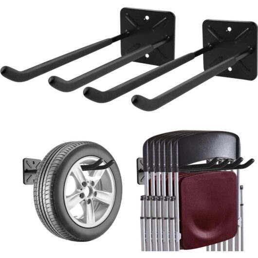 Garage Hooks, Wall Mounted Coat Rack, Shed Organizer, Heavy Duty Tool Organizer, Garage Storage Utility Hooks for (2 Pack)