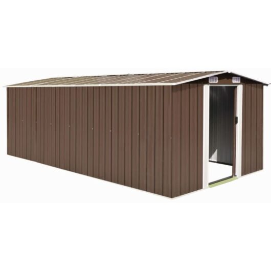 Garden Shed 257x489x181 cm Metal Brown Vidaxl