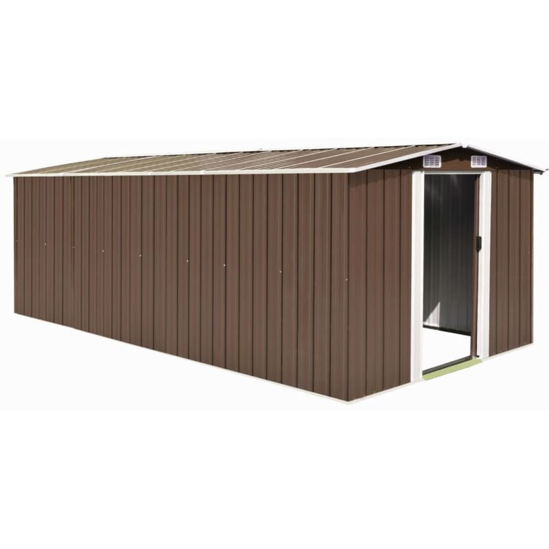 Garden Shed 257x489x181 cm Metal Brown Vidaxl
