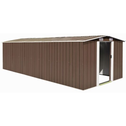 Garden Shed 257x580x181 cm Metal Brown Vidaxl