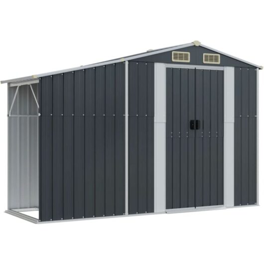 Garden Shed Anthracite 277x93x179 cm Galvanised Steel Vidaxl