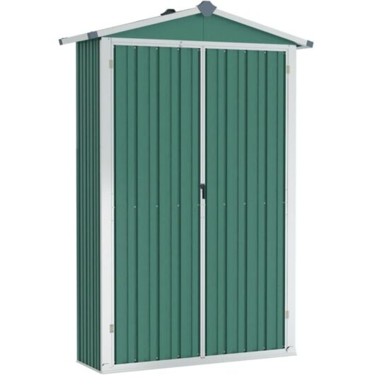 Garden Shed Green 116x45x175 cm Galvanised Steel Vidaxl