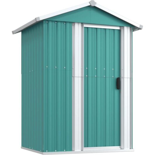 Garden Shed Green 126x97.5x177 cm Galvanised Steel Vidaxl