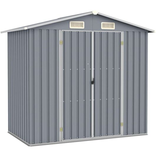 Garden Shed Grey 205x129x183 cm Galvanised Steel Vidaxl