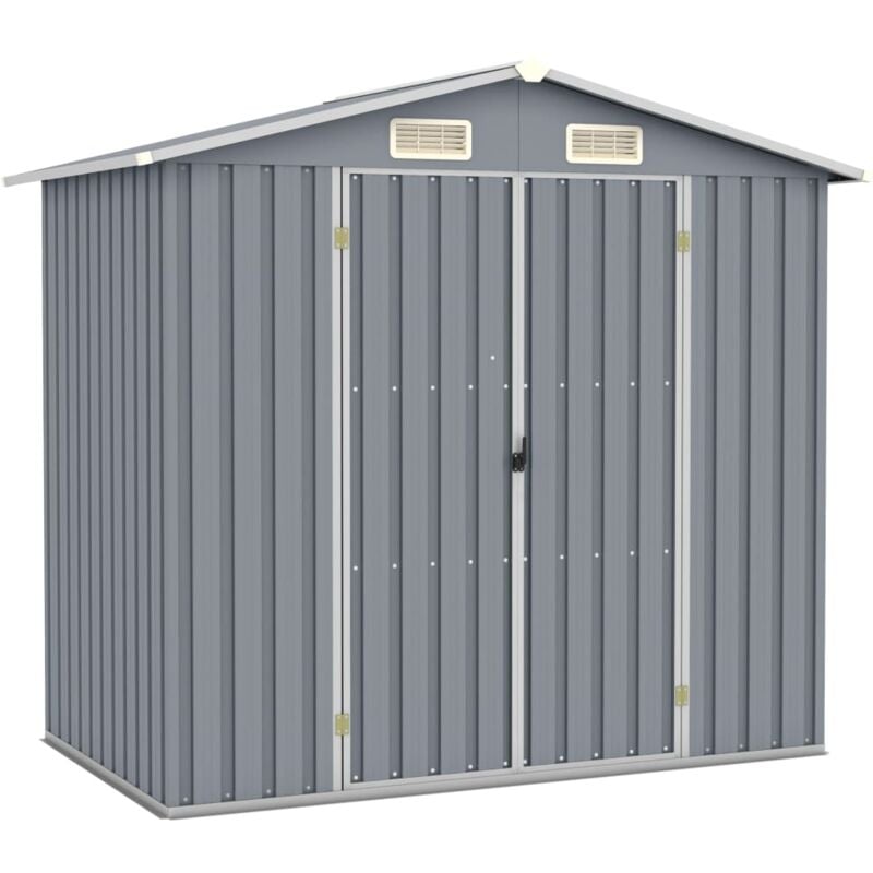 Garden Shed Grey 205x129x183 cm Galvanised Steel Vidaxl
