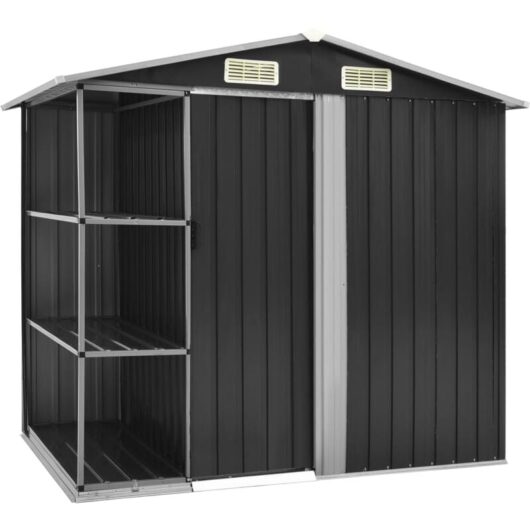 Garden Shed with Rack Anthracite 205x130x183 cm Iron Vidaxl