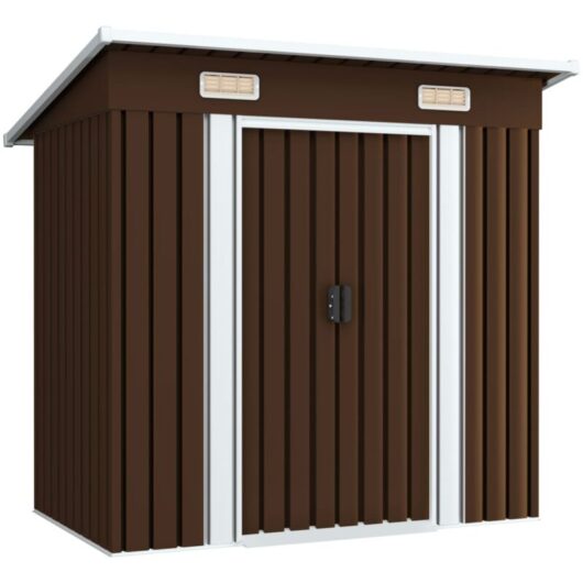 Garden Storage Shed Brown 194x121x181 cm Steel Vidaxl