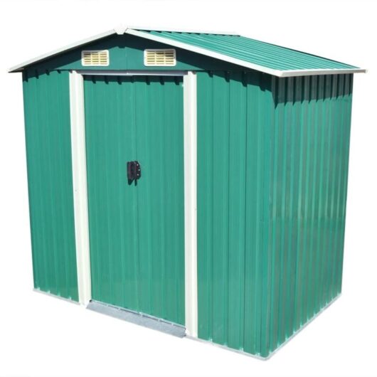Garden Storage Shed Green Metal 204x132x186 cm vidaXL