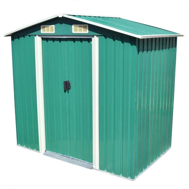 Garden Storage Shed Green Metal 204x132x186 cm vidaXL
