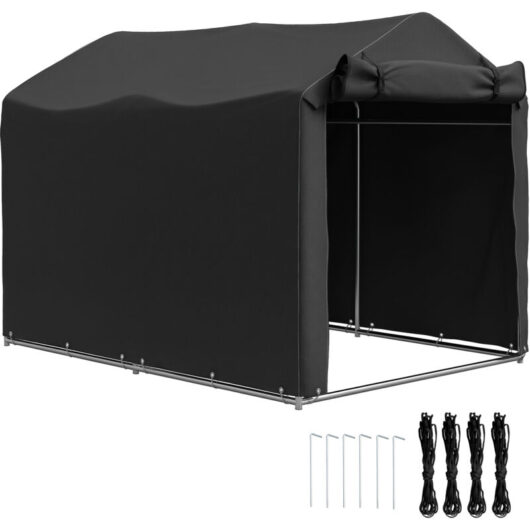 Garden Tool Storage Shed with Roll-up Zipper Door, Black - Outsunny