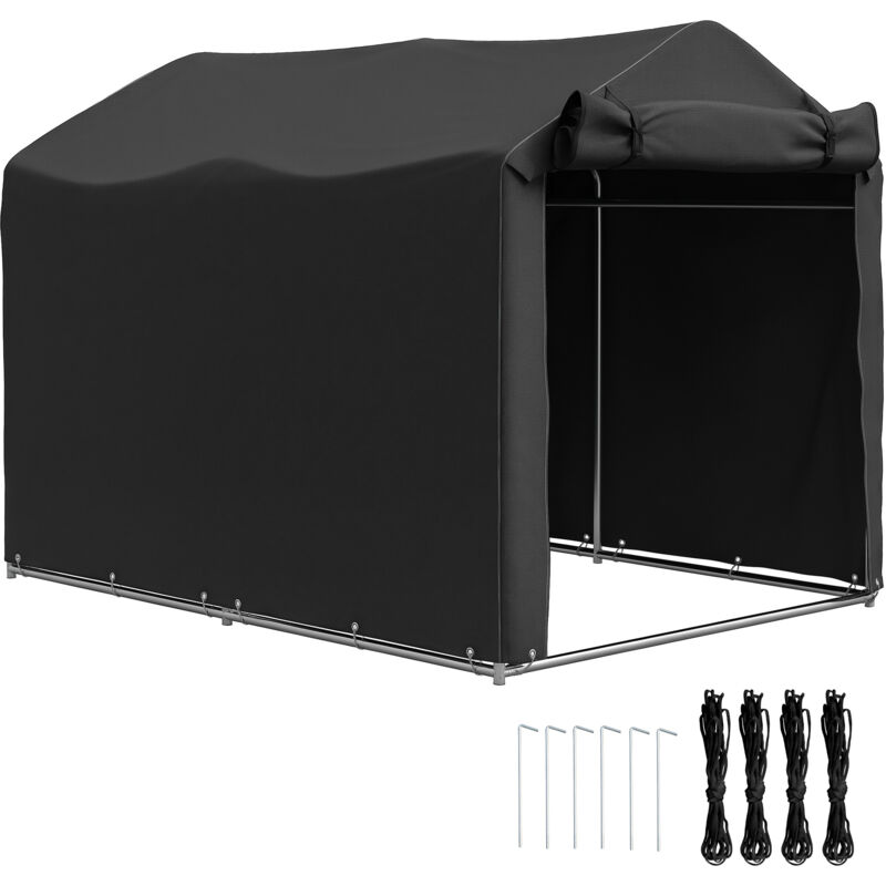 Garden Tool Storage Shed with Roll-up Zipper Door, Black - Outsunny