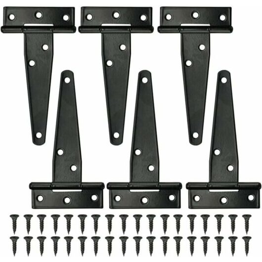 Hoopzi - 6 pcs Shed Door Hinge Heavy Duty Strap Tee Hinge 100mm/4Inch Rustproof t Hinges Gate Door Barn Wrought with 36 pcs Screws for Gates Shed