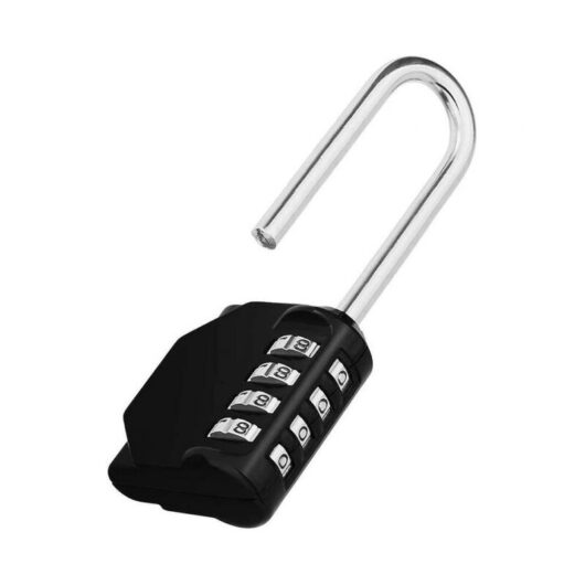 Long Outdoor Combination Padlock for Gate, Garden Shed, 4 Large Digit Long Combination Padlock, Black Combination Lock