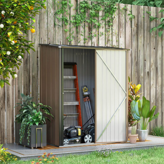 Outdoor Storage Shed W/ Lockable Door For Garden Brown