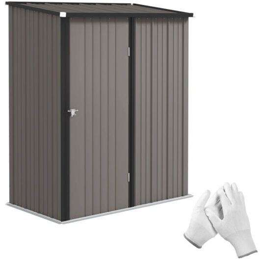 Outsunny - Outdoor Storage Shed w/ Lockable Door for Garden Light Grey