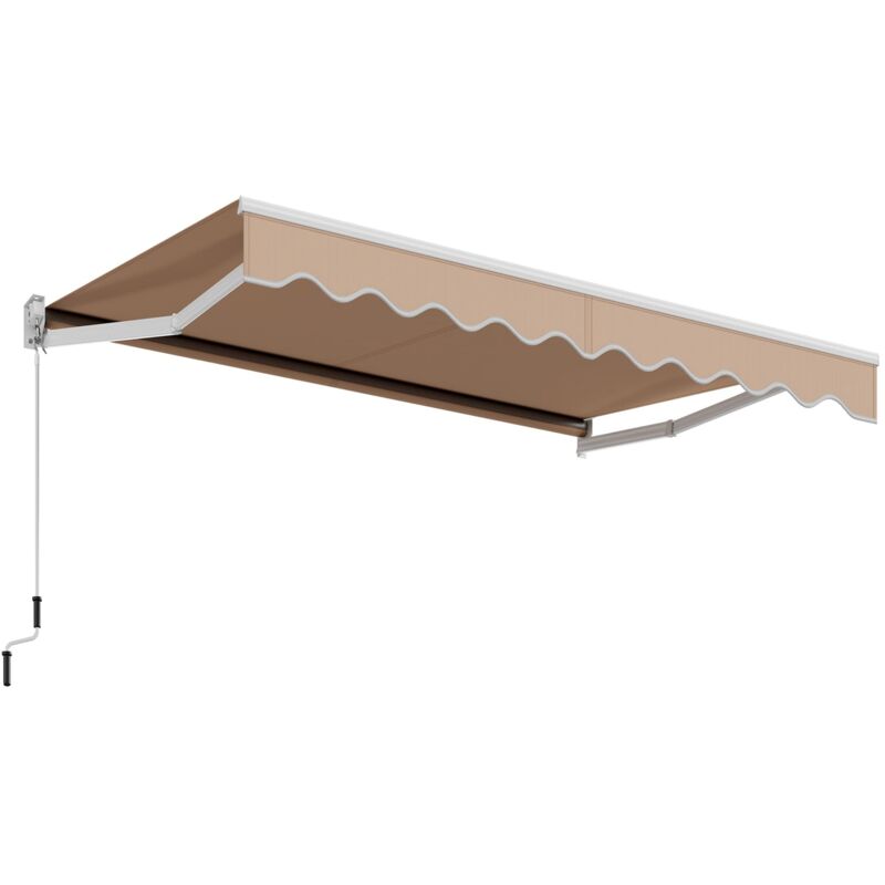 Retractable Awning Aluminum Patio Sun Shade w/ Crank Handle-Beige