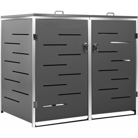 Vidaxl - Double Wheelie Bin Shed 138x77.5x112.5 cm Stainless Steel