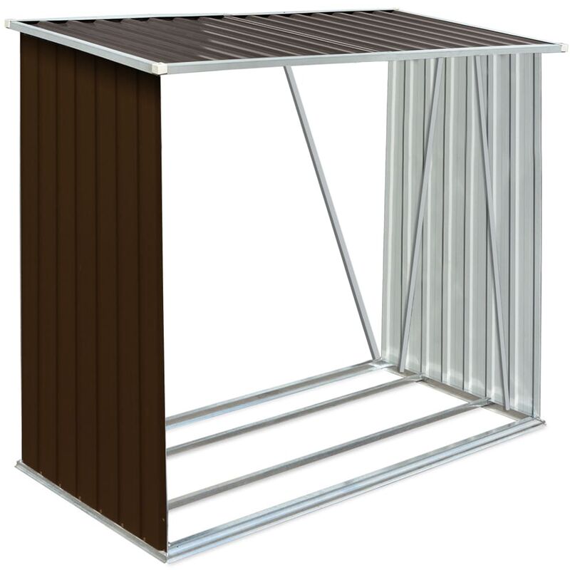 Vidaxl - Garden Log Storage Shed Galvanised Steel 163x83x154 cm Brown