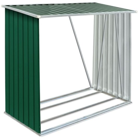 Vidaxl - Garden Log Storage Shed Galvanised Steel 163x83x154 cm Green