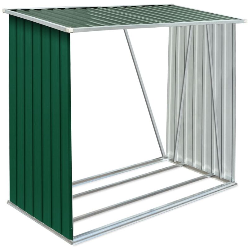 Vidaxl - Garden Log Storage Shed Galvanised Steel 163x83x154 cm Green